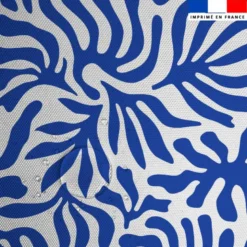 Tissu imperméable motif corail sauvage blanc et bleu