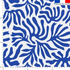 Tissu imperméable motif corail sauvage blanc et bleu