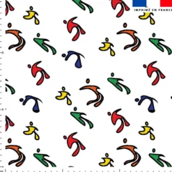 Tissu imperméable motif dessin bonhomme multicolore
