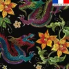 Tissu imperméable motif dragon asiatique effet brodé