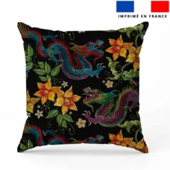 Tissu imperméable motif dragon asiatique effet brodé