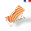 Tissu imperméable motif duo de rayures orange et blanc