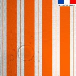 Tissu imperméable motif duo de rayures orange et blanc