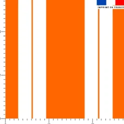 Tissu imperméable motif duo de rayures orange et blanc