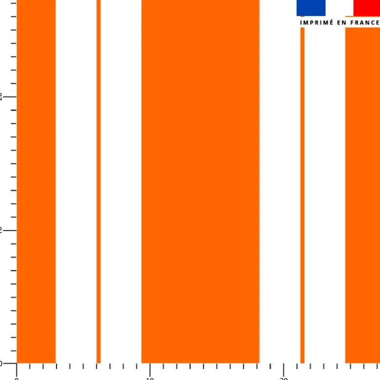 Tissu imperméable motif duo de rayures orange et blanc