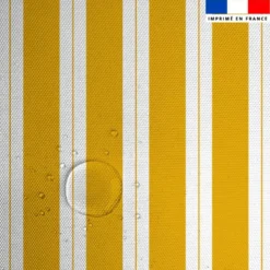 Tissu imperméable motif duo de rayures ocre et blanc