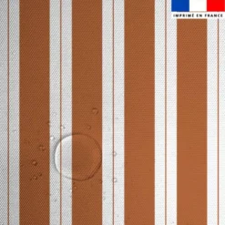 Tissu imperméable motif duo de rayures terracotta et blanc
