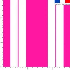 Tissu imperméable motif duo de rayures fuchsia et blanc