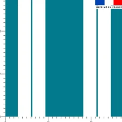 Tissu imperméable motif duo de rayures bleu canard et blanc