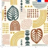Tissu imperméable motif feuilles et formes abstraites Zanzibar