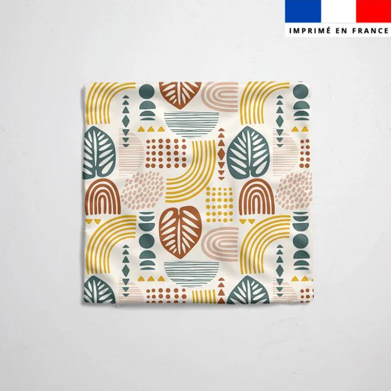 Tissu imperméable motif feuilles et formes abstraites Zanzibar