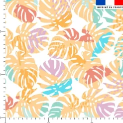 Tissu imperméable motif feuille de palmier jaune