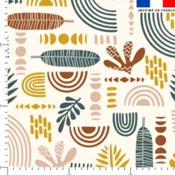 Tissu imperméable motif feuilles abstraites Zanzibar
