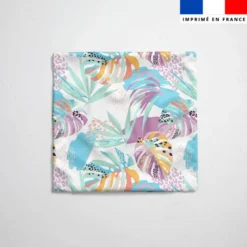 Tissu imperméable motif feuille tropicale pastel