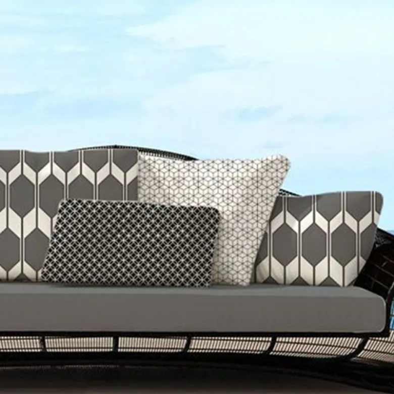 Tissu imperméable motif forme géométrique blanche et gris acier