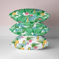 Tissu imperméable motif grande feuille tropicale verte