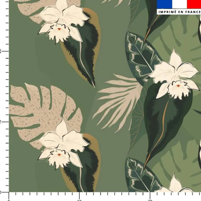 Tissu imperméable motif jungle abstrait