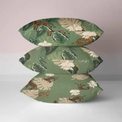 Tissu imperméable motif léopard fleur et feuille de palme