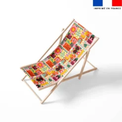 Tissu imperméable motif mosaïque nomade rose et orange