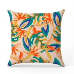 Tissu imperméable motif palme et plante exotique