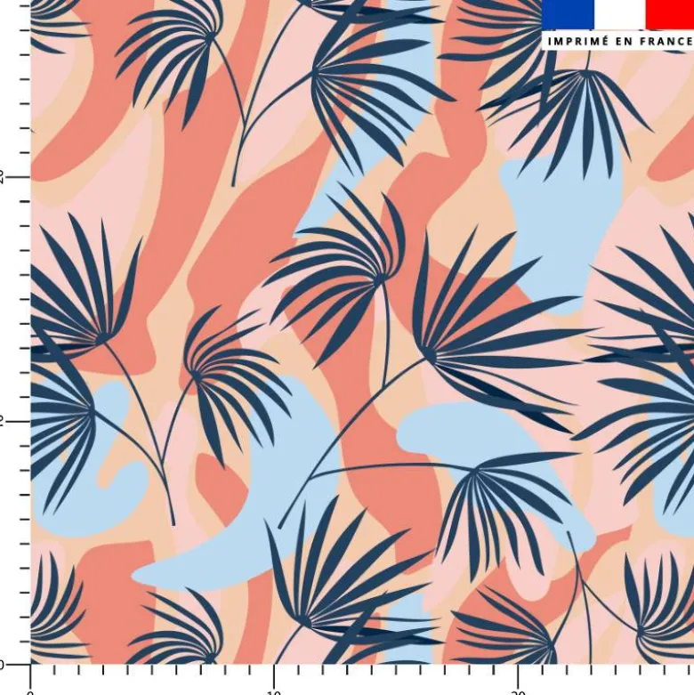 Tissu imperméable motif palmes Santorin