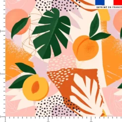 Tissu imperméable motif pêche et forme abstraite