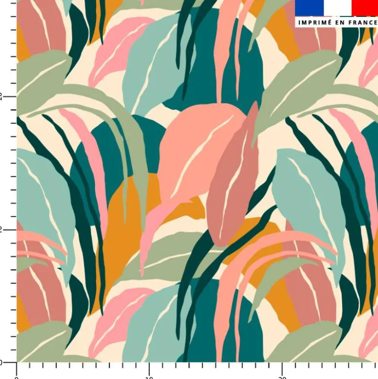 Tissu imperméable motif peinture feuillage
