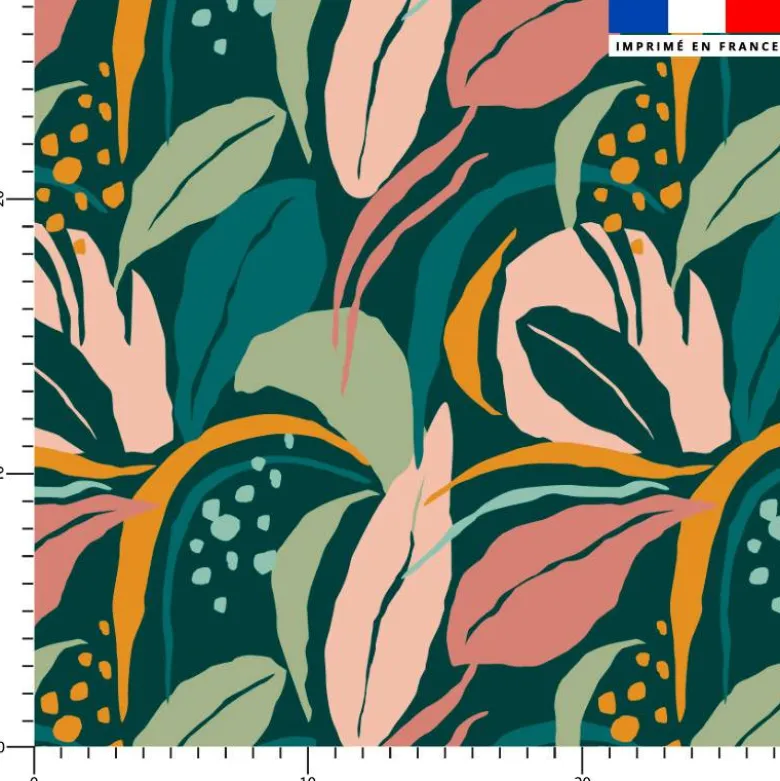Tissu imperméable motif peinture jungle abstraite