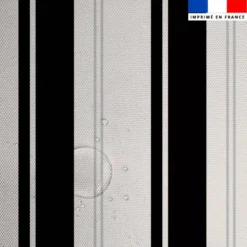 Tissu imperméable motif rayures verticales noir et gris