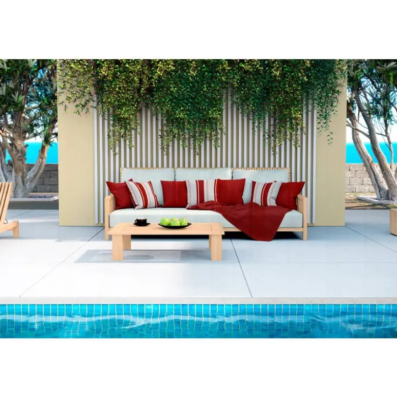 Tissu imperméable motif rayures verticales rouge et saumon