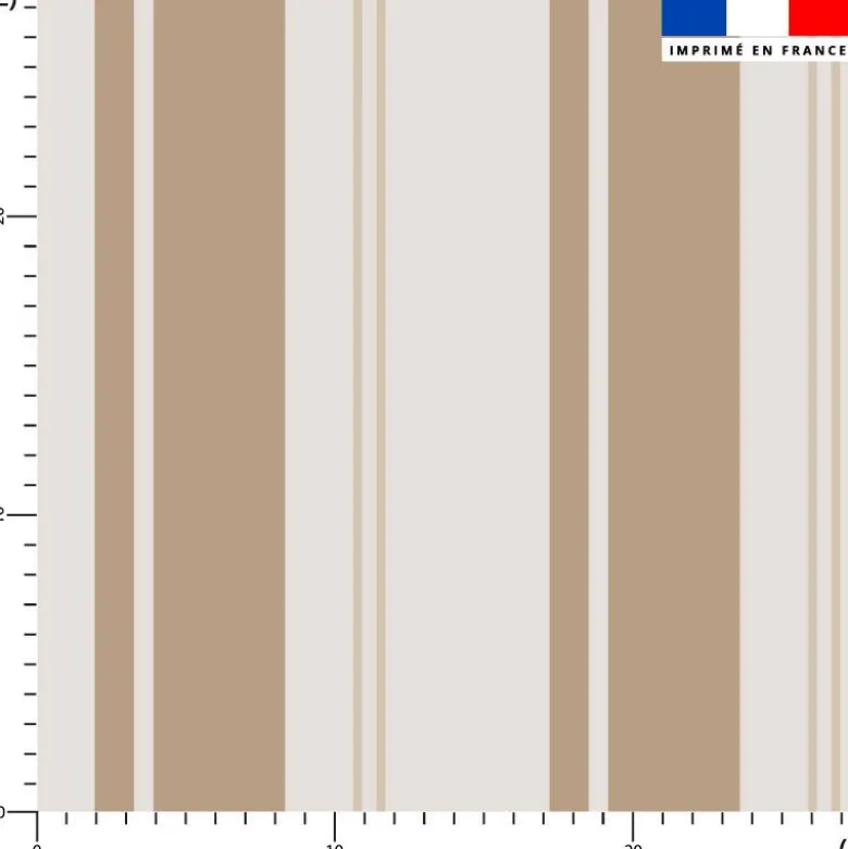 Tissu imperméable motif rayures verticales noisette et beige