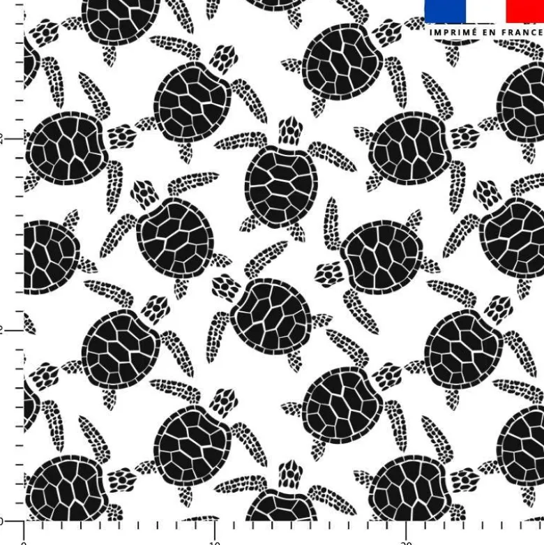 Tissu imperméable motif tortue de mer noire