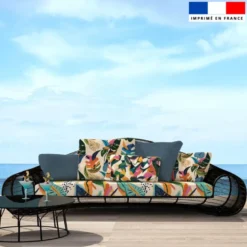 Tissu imperméable motif toucan tropical multicolore