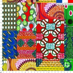 Tissu imperméable multicolore motif wax patchwork
