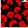 Tissu imperméable noir motif grand coquelicot