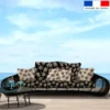 Tissu imperméable noir motif palmier