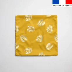 Tissu imperméable ocre motif feuille de palmier blanche Zanzibar