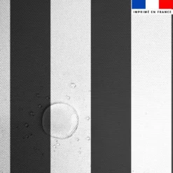 Tissu imperméable à rayures gris foncé et blanches - 5 cm