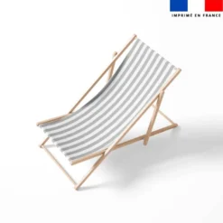 Tissu imperméable à rayures gris clair et blanches - 5 cm