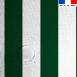 Tissu imperméable à rayures vert foncé et blanches - 5 cm