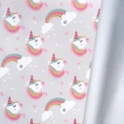 Tissu imperméable type ciré grège motif licorne