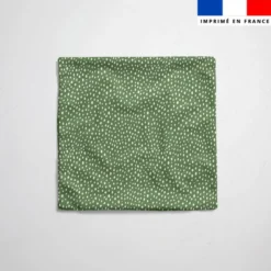Tissu imperméable vert kaki motif pois blanc