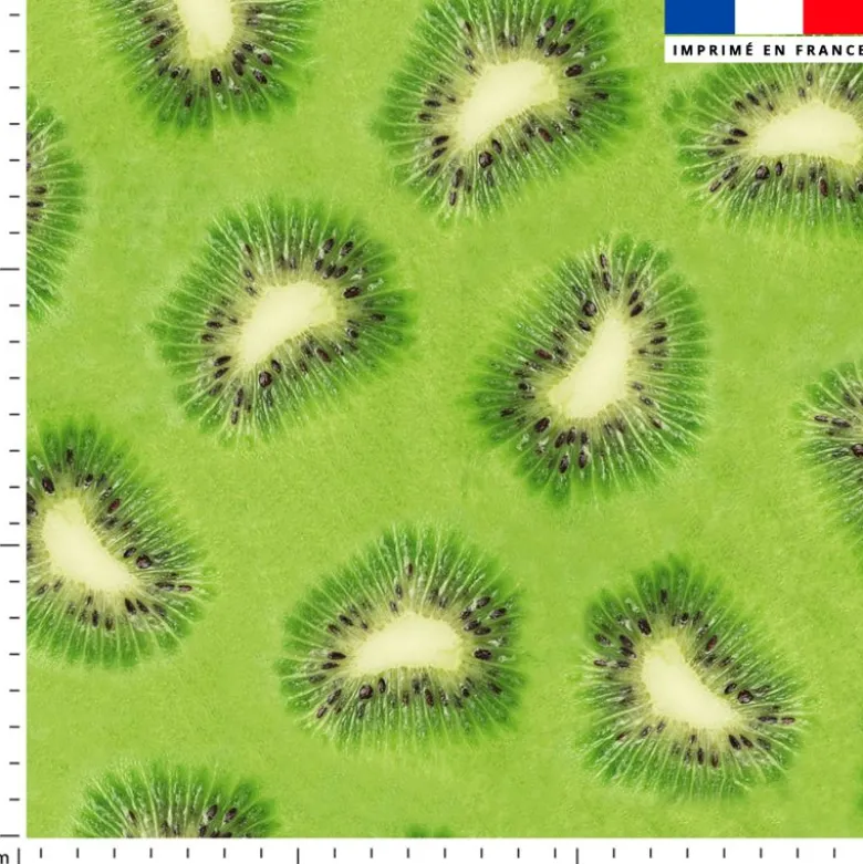 Tissu imperméable vert motif kiwi