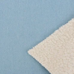 Tissu jean et fausse fourrure Teddy bleu clair