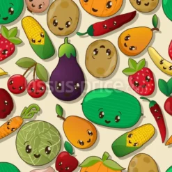 Tissu Légumes mignons personnalisé