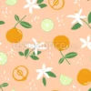 Tissu Mandarine, citron vert et fleurs personnalisé