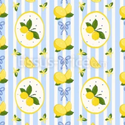 Tissu médaillons de citrons et rayures personnalisé