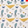 Tissu minky blanc motif animaux marins
