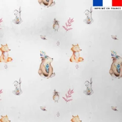 Tissu minky imprimé animaux bohème