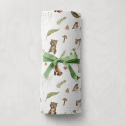 Tissu minky imprimé animaux des bois aquarelle